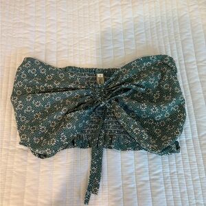 Floral Green Strapless Top